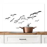 KitchenYeah Spatscherm keuken 120x80 cm - Kookplaat achterwand Vogels - Zwart wit - Natuur - Lucht - Muurbeschermer - Spatwand fornuis - Hoogwaardig aluminium