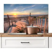 KitchenYeah Spatscherm keuken 100x65 cm - Kookplaat achterwand Strand - Natuur - Zonsondergang - Muurbeschermer - Spatwand fornuis - Hoogwaardig aluminium