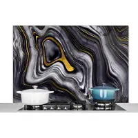 KitchenYeah Spatscherm keuken 120x80 cm - Kookplaat achterwand Stenen - Agaat - Geode - Marmer print - Muurbeschermer - Spatwand fornuis - Hoogwaardig aluminium