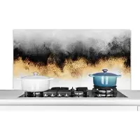 KitchenYeah Spatscherm keuken - Abstract - Goud - Luxe - Kunst - Keuken achterwand - Keuken - 120x60 cm - Spatwand