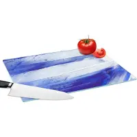 KitchenYeah Glazen Snijplank - 39x28 - Verf - Design - Blauw - Snijplanken Glas