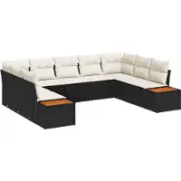 vidaXL Tuinbank Set 5 st 9-Aantal zitplaatsen Zwart en Crème