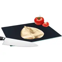 KitchenYeah Glazen Snijplank - 28x20 - Bladeren - Black en gold - Zwart - Goud - Luxe - Snijplanken Glas