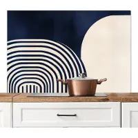 KitchenYeah Spatscherm keuken 120x80 cm - Kookplaat achterwand Donkerblauw - Abstract - Lijnen - Muurbeschermer - Spatwand fornuis - Hoogwaardig aluminium