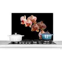 KitchenYeah Spatscherm keuken 90x60 cm - Kookplaat achterwand Bloemen - Orchidee - Roze - Botanisch - Natuur - Muurbeschermer - Spatwand fornuis - Hoogwaardig aluminium