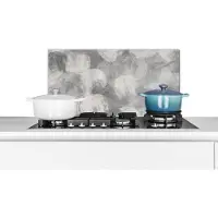 KitchenYeah Spatscherm keuken 60x30 cm - Kookplaat achterwand Abstract - Verf - Grijs - Schilderij - Muurbeschermer - Spatwand fornuis - Hoogwaardig aluminium