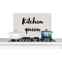 KitchenYeah Spatscherm keuken 60x40 cm - Kookplaat achterwand Quotes - Spreuken - Koken - Chef - Kitchen queen - Muurbeschermer - Spatwand fornuis - Hoogwaardig aluminium