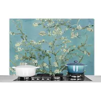KitchenYeah - Spatscherm keuken - Spatwand - Bloemen - Van Gogh - Kunst - Oude meesters - Kookplaat achterwand - Bloesem - 120x80 cm