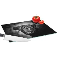 KitchenYeah Glazen Snijplank - 39x28 - Schotse hooglander - Licht - Portret - Natuur - Snijplanken Glas