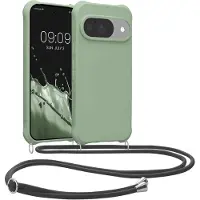 Kwmobile telefoonhoesjegeschikt voor Google Pixel 10 / Pixel 10 Pro - Hoesje van siliconen met telefoonkoord - In grijsgroen