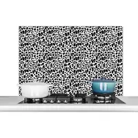 KitchenYeah - Spatscherm keuken - Dierenprint - Patroon - Dier - Spatscherm - Zwart - Wit - 100x65 cm - Keuken achterwand