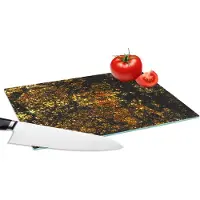 KitchenYeah Glazen Snijplank - 28x20 - Marmer - Glitter - Goud - Snijplanken Glas