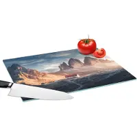 KitchenYeah Glazen Snijplank - 39x28 - Huis - Bergen - Landschap - Snijplanken Glas