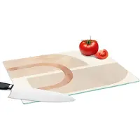 KitchenYeah Glazen Snijplank - 39x28 - Design - Roze - Beige - Snijplanken Glas