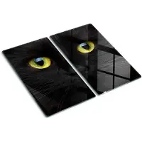 Tulup Glazen Snijplank - Geel Kattenogen Snijplank Glas - SET van 2 STUKS 30 x 52 cm - Anti-Slip Snijplanken-Snijplanken Glas-UV Gelaagd Glas Serveerplanken-Dienblad-Kookbenodigdheden