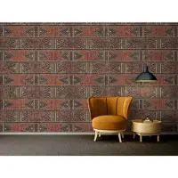 A.S. Création Fotobehang NavajosRed DD116589 Ethnic Origin Rood Zwart Antraciet Vlies 280 x 400 cm (4 Teile) 3D Fotobehang op maat