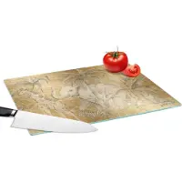 KitchenYeah Glazen Snijplank - 39x28 - Jungle - Kinderen - Goud - Kinderen - Dieren - Snijplanken Glas