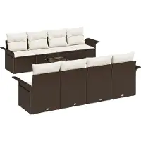 vidaXL Tuinbank Set 9 st 8-Aantal zitplaatsen Bruin en Crème