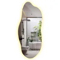 Tulup LED Spiegel - Asymmetrische Spiegel LED - 40x90 cm - Spiegel Organisch Met Licht - Slaapkamerspiegel - Warm Wit 3000K - LED Spiegel Organische Vorm - Industriële Wandspiegel