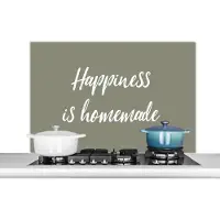 KitchenYeah Spatscherm keuken 100x65 cm - Kookplaat achterwand Quotes - Happiness is homemade - Spreuken - Geluk - Muurbeschermer - Spatwand fornuis - Hoogwaardig aluminium