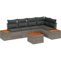 vidaXL Tuinbank Set 5 st 5-Aantal zitplaatsen Grijs Poly rattan