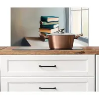 KitchenYeah Spatscherm keuken 80x40 cm - Kookplaat achterwand Stapel - Boeken - Groen - Daglicht - Muurbeschermer - Spatwand fornuis - Hoogwaardig aluminium