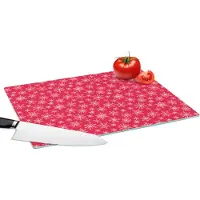KitchenYeah Glazen Snijplank - 39x28 - Sneeuwvlok - Rood - Wit - Design - Snijplanken Glas