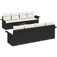 vidaXL Tuinbank Set 9 st 8-Aantal zitplaatsen Zwart en Crème