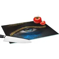 KitchenYeah Glazen Snijplank - 39x28 - Vrouw - Ogen - Make up - Luxe - Goud - Snijplanken Glas