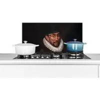 KitchenYeah Spatscherm keuken 60x30 cm - Kookplaat achterwand Willem van Oranje - Adriaen Thomasz - Hoed - Muurbeschermer - Spatwand fornuis - Hoogwaardig aluminium