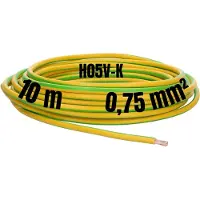 Kalitec 10 meter H05V-K 0,75 mm² groen-geel bedradingskabel I kernkabel I PVC enkeladerig I meeraderig 0,75mm2 I bedrading fijnaderig I enkele kabel I kabel massief I kabel vlamvertragend