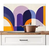 KitchenYeah Spatscherm keuken 100x65 cm - Kookplaat achterwand Vormen - Abstract - Grafisch - Oranje - Muurbeschermer - Spatwand fornuis - Hoogwaardig aluminium