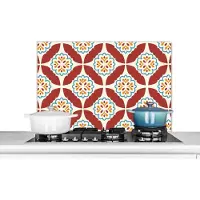 KitchenYeah Spatscherm keuken 80x55 cm - Kookplaat achterwand Bloemen - Tegel - Patroon - Muurbeschermer - Spatwand fornuis - Hoogwaardig aluminium
