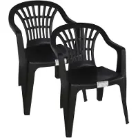 Gerimport Stoel voor buiten/binnen - 6x - tuinstoelen - zwart - 50 x 54 x 76 cm - stevig kunststof - Bijzet stoelen