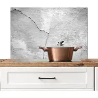 KitchenYeah Spatscherm keuken 80x55 cm - Kookplaat achterwand Beton - Grijs - Wit - Industrieel - Muurbeschermer - Spatwand fornuis - Hoogwaardig aluminium