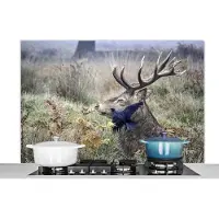 KitchenYeah Spatscherm keuken 120x80 cm - Kookplaat achterwand Hert - Vogel - Bos - Muurbeschermer - Spatwand fornuis - Hoogwaardig aluminium