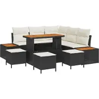 vidaXL Tuinbank Set 9 st 8-Aantal zitplaatsen Zwart Poly rattan
