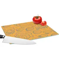KitchenYeah Glazen Snijplank - 28x20 - Schelpen - Geel - Oranje - Patronen - Snijplanken Glas