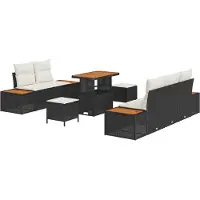vidaXL Tuinbank Set 8 st 7-Aantal zitplaatsen Zwart en Crème