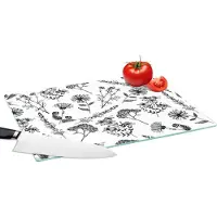 KitchenYeah Glazen Snijplank - 39x28 - Bloemen - Kruiden - Vintage - Patronen - Snijplanken Glas