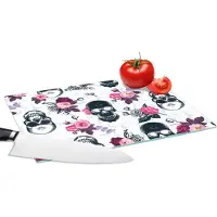 KitchenYeah Glazen Snijplank - 28x20 - Tieners - Skull - Roos - Patronen - Snijplanken Glas