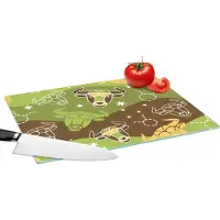 KitchenYeah Glazen Snijplank - 39x28 - Stier - Zodiac - Groen - Patroon - Snijplanken Glas