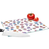 KitchenYeah Glazen Snijplank - 28x20 - Patronen - Thee - Rozen - Theepot - Snijplanken Glas