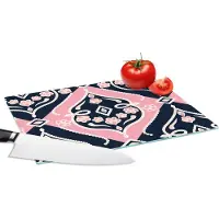 KitchenYeah Glazen Snijplank - 28x20 - Bloemen - Roze - Ornament - Design - Snijplanken Glas