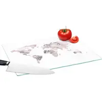 KitchenYeah Glazen Snijplank - 39x28 - Wereldkaart - Verf - Roze - Snijplanken Glas