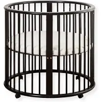 Buxibo – Baby Box – Ronde Houten Speelbox – Playpen – Inclusief Matras – 91x91x85 cm – Zwart