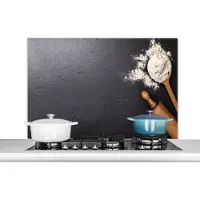 KitchenYeah Spatscherm keuken 100x65 cm - Kookplaat achterwand Deegroller - Bakken - Keukengerei - Pollepel - Muurbeschermer - Spatwand fornuis - Hoogwaardig aluminium