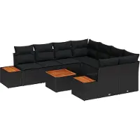 vidaXL Tuinbank Set 9 st Zwart Poly rattan