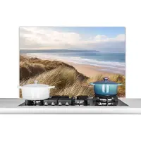 KitchenYeah Spatscherm keuken 100x65 cm - Kookplaat achterwand Zee - Duin - Planten - Muurbeschermer - Spatwand fornuis - Hoogwaardig aluminium