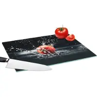 KitchenYeah Glazen Snijplank - 39x28 - Tomaat - Groente - Stilleven - Water - Rood - Snijplanken Glas